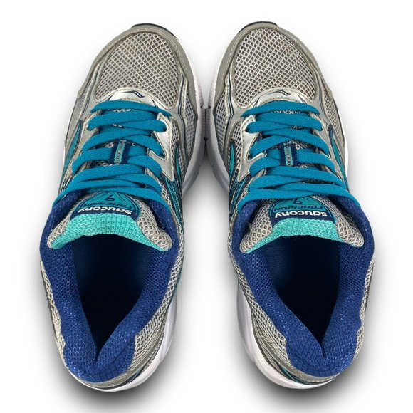 Saucony Cohesion 9 Running Shoes S15262-1 Mesh Low Top Silver Teal Women 8.5 - Picture 7 of 9